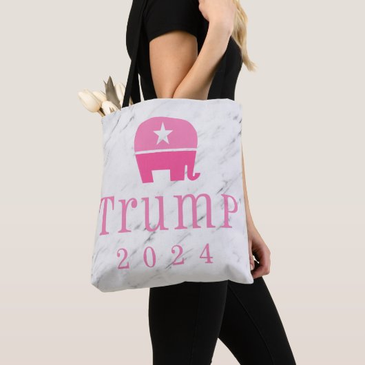 Trump 2024 Schattige roze olifant Tote Bag (Dichtbij)