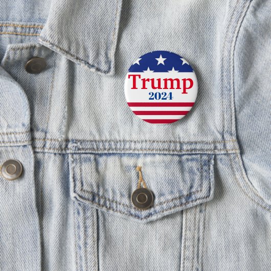 Trump 2024 Stars and Stripes Stemming Button (In situ)