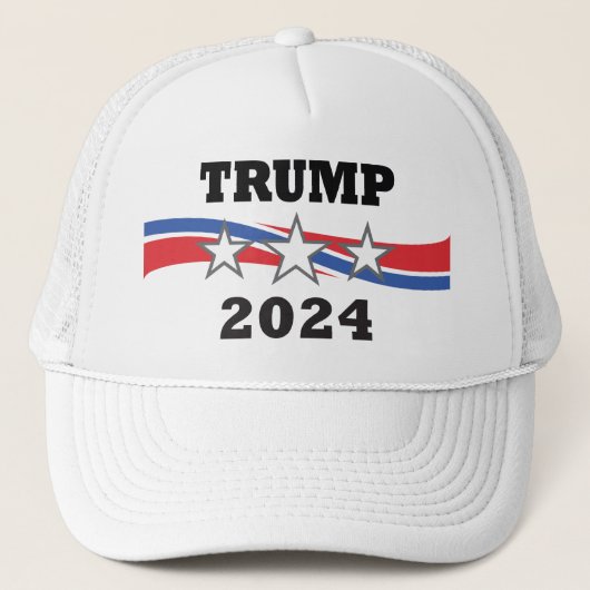 Trump 2024 Stars & Stripes overwinningscampagne Trucker Pet (Voorkant)