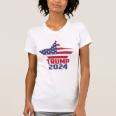 Trump 2024 sterren en strepen Amerikaanse vlaggens T-shirt (Voorkant)