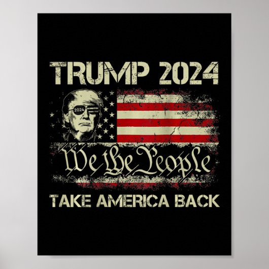 Trump 2024 Take America Back Amerikaanse vlag (op  Poster (Voorkant)