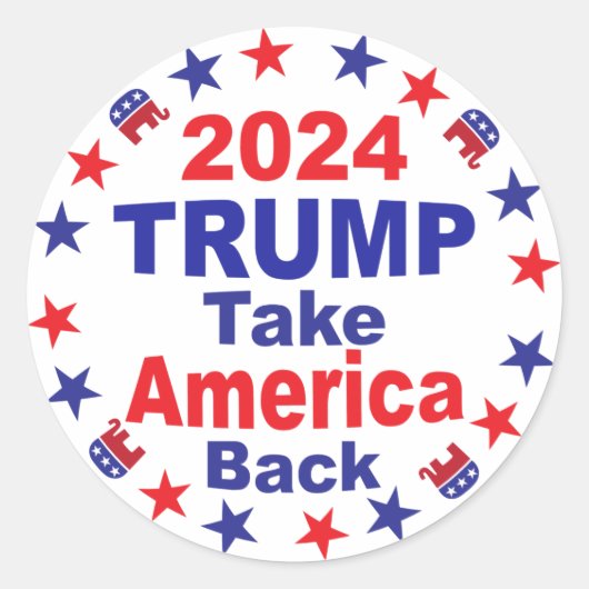 TRUMP 2024 Take America Back Ronde Sticker (Voorkant)