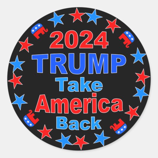 TRUMP 2024 Take America Back Ronde Sticker (Voorkant)