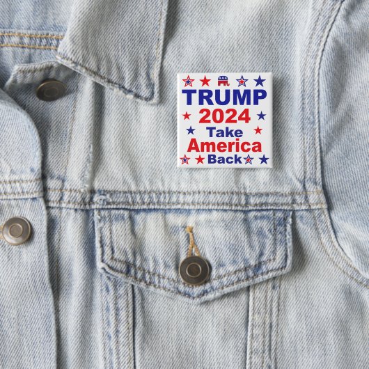 TRUMP 2024 Take America Back Vierkante Button 5,1 Cm (In situ)