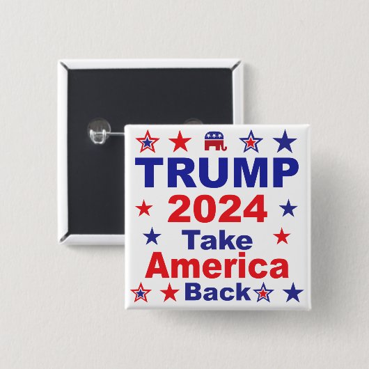 TRUMP 2024 Take America Back Vierkante Button 5,1 Cm (Voorkant /achterkant)