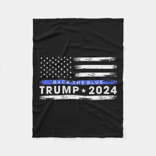 Trump 2024 Terug De Blauwe Dunne Blauwe Lijn Ameri Fleece Deken (Voorkant)