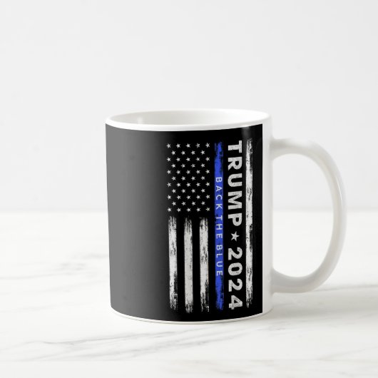 Trump 2024 Terug De Blauwe Dunne Blauwe Lijn Ameri Koffiemok (Rechts)