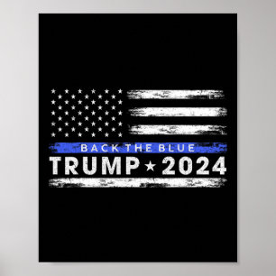 Trump 2024 Terug De Blauwe Dunne Blauwe Lijn Ameri Poster