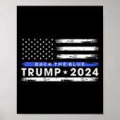Trump 2024 Terug De Blauwe Dunne Blauwe Lijn Ameri Poster (Voorkant)