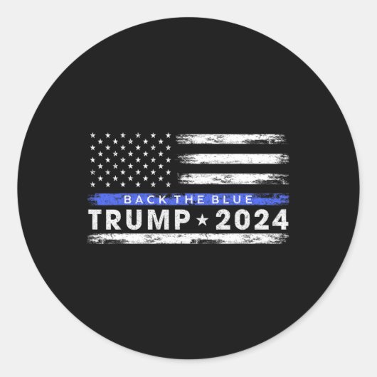 Trump 2024 Terug De Blauwe Dunne Blauwe Lijn Ameri Ronde Sticker (Voorkant)