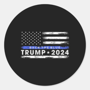 Trump 2024 Terug De Blauwe Dunne Blauwe Lijn Ameri Ronde Sticker