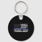 Trump 2024 Terug De Blauwe Dunne Blauwe Lijn Ameri Sleutelhanger (Voorkant)