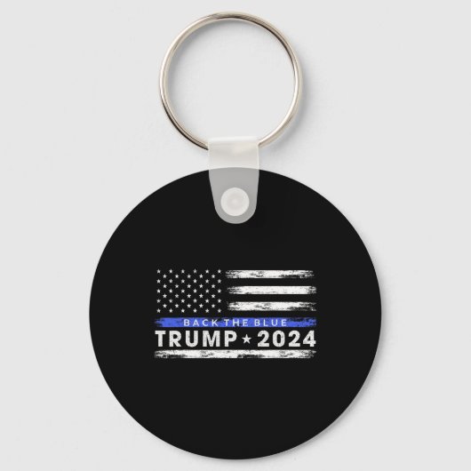 Trump 2024 Terug De Blauwe Dunne Blauwe Lijn Ameri Sleutelhanger (Voorkant)