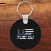 Trump 2024 Terug De Blauwe Dunne Blauwe Lijn Ameri Sleutelhanger (Voorkant)