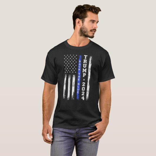 Trump 2024 Terug De Blauwe Dunne Blauwe Lijn Ameri T-shirt (Voorkant volledig)