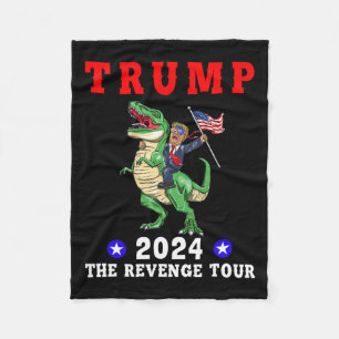 Trump 2024 The Revenge Tour Riding Dinosaur Americ Fleece Deken
