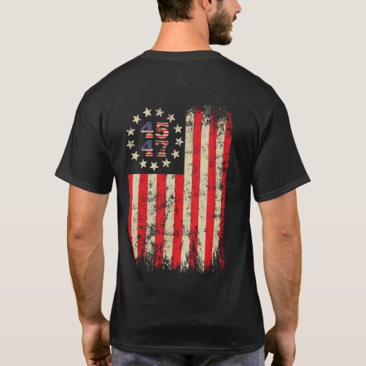 Trump 2024 Trump 45 47 Amerikaanse vlag Neem Ameri T-shirt (Achterkant)