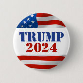 Trump 2024 USA Flag Blauw & Rode Button (Voorkant)