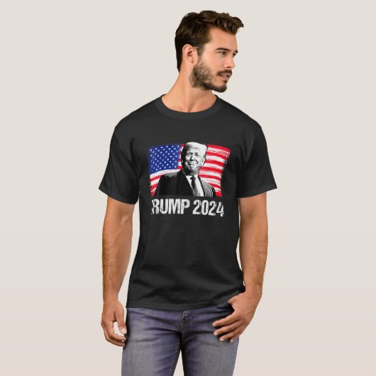 Trump 2024 USA Flag Campaign Re Elect President Ju T-shirt (Voorkant volledig)