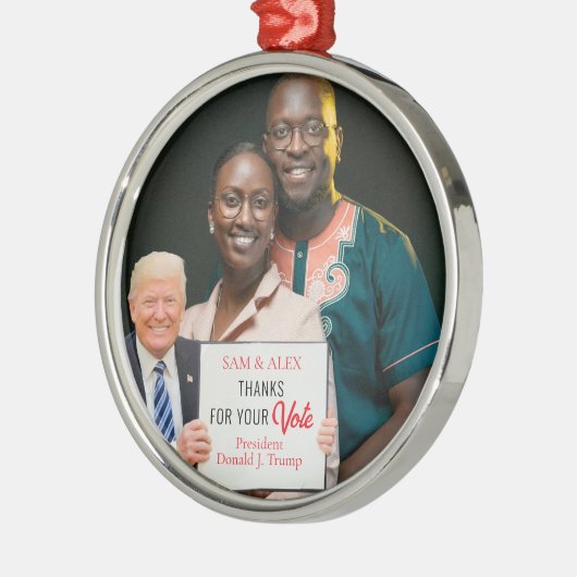 Trump 2024 Uw gepersonaliseerde foto Kerstmis Metalen Ornament (Links)