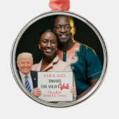 Trump 2024 Uw gepersonaliseerde foto Kerstmis Metalen Ornament (Voorkant)