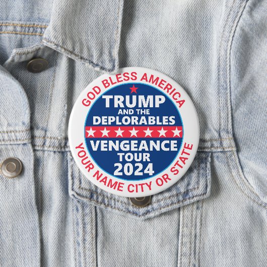 Trump 2024 Vengeance Tour Deplorables campagne Ronde Button 4,0 Cm (In situ)