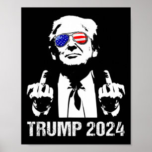Trump 2024 Verkiezing Amerikaanse Vlag Zonnebril R Poster