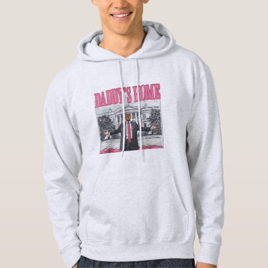 Trump 2024 Verkiezing Daddy's Home Roze Hoodie (Voorkant)
