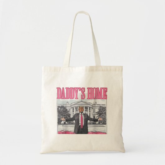 Trump 2024 Verkiezing Daddy's Home Roze Tote Bag (Voorkant)