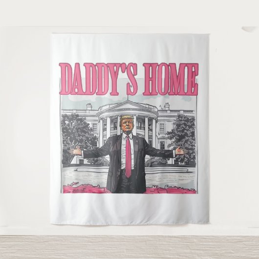 Trump 2024 Verkiezing Daddy's Home Roze Wandkleed (Voorkant)