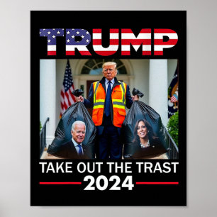Trump 2024: verwijder de vuilnisbak Funny Trump Ga Poster
