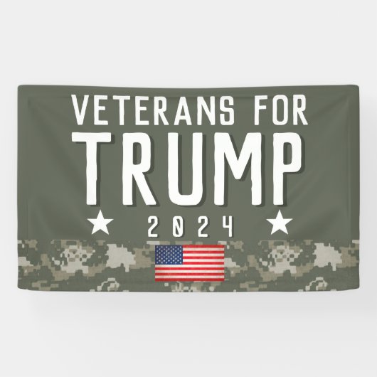 Trump 2024 Veteranen voor Trump Camo Spandoek (Horizontaal)