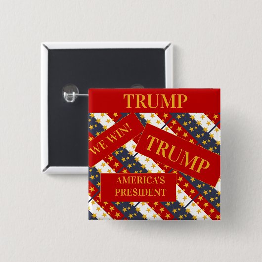 TRUMP 2024 VIERKANTE BUTTON 5,1 CM (Voorkant /achterkant)