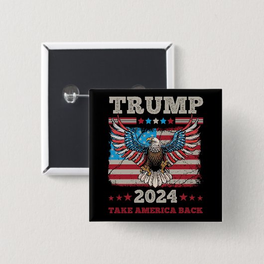 Trump 2024 vierkante button 5,1 cm (Voorkant /achterkant)