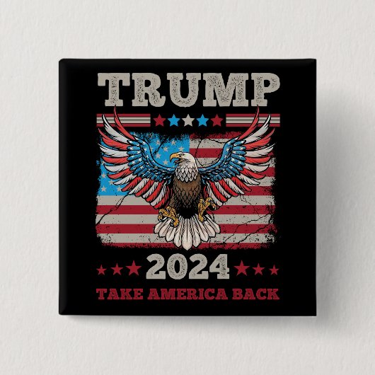 Trump 2024 vierkante button 5,1 cm (Voorkant)