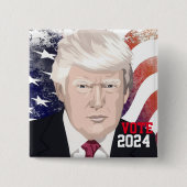 Trump 2024 vierkante button 5,1 cm (Voorkant)