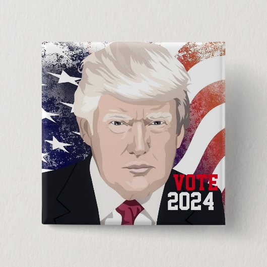 Trump 2024 vierkante button 5,1 cm (Voorkant)