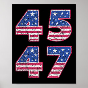 Trump 2024 Vintage 45 47 Amerika Vlag T-shirt voor Poster