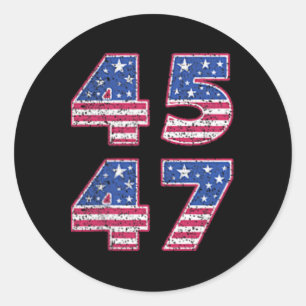 Trump 2024 Vintage 45 47 Amerika Vlag T-shirt voor Ronde Sticker