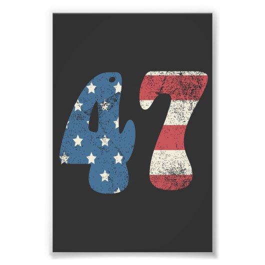 Trump 2024 Vintage Patriottische Amerikaanse Vlag  Foto Afdruk (Voorkant)