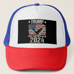Trump 2024 vlag neem Amerika terug mannen vrouwen Trucker Pet