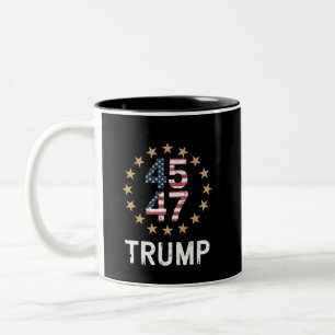 Trump 2024 Vlag Neem Amerika Terug Trump 45 47  Tweekleurige Koffiemok