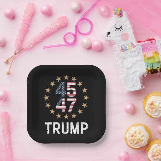Trump 2024 Vlag neemt Amerika terug Trump 45 47 Papieren Bordje (Feest)