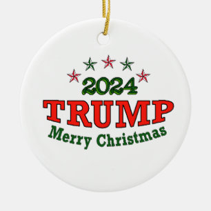 TRUMP 2024 Vrolijk Kerstfeest Keramisch Ornament