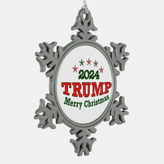 TRUMP 2024 Vrolijk Kerstfeest Tin Sneeuwvlok Ornament (Links)