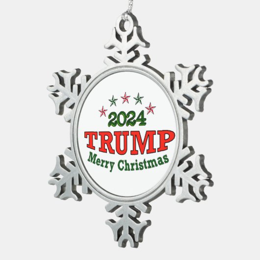 TRUMP 2024 Vrolijk Kerstfeest Tin Sneeuwvlok Ornament (Rechts)