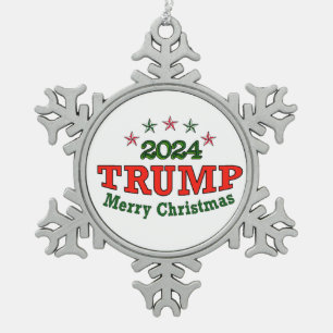 TRUMP 2024 Vrolijk Kerstfeest Tin Sneeuwvlok Ornament