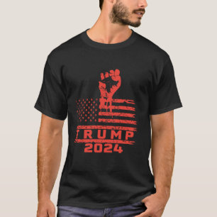 Trump 2024 vuistpomp op Amerikaans Shirt