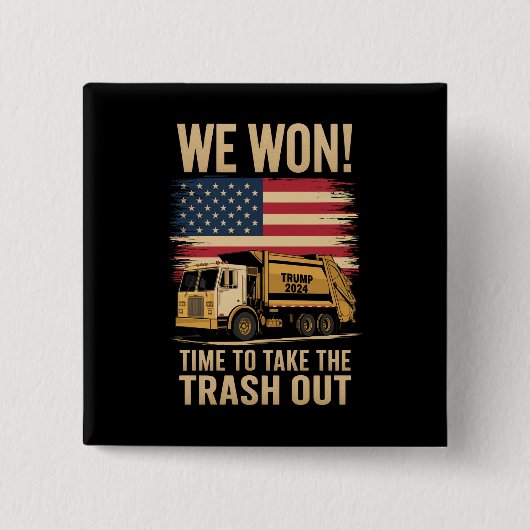 Trump 2024 We Won Winst Victory Inauguration 2025 Vierkante Button 5,1 Cm (Voorkant)