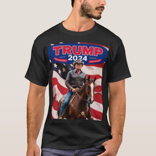 Trump 2024: Zadelen voor het presidentschap T-shirt (Voorkant)